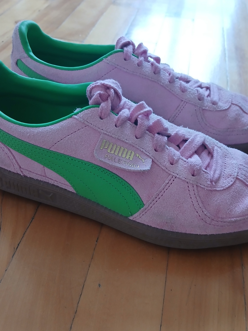 Puma Palermo Suede Sneaker - Pink with Green Accent - Picture 1 of 6